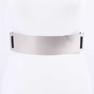 Plus Size Metallic Plaque Elastic Statement Belt
